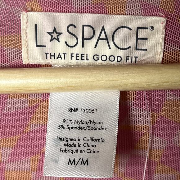 L*Space Lightweight Geometric Pink and Orange Tie Front Wrap Size M NEW - Picture 4 of 8